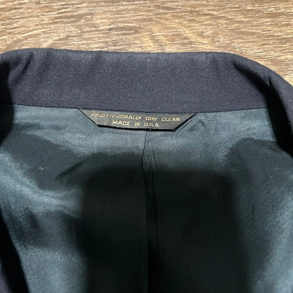 Huntington Blazer Mens 44R Navy Blue Wool 2-Button Sport Coat Made in USA